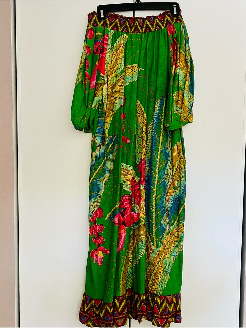 FARM Rio Green Tropical Midi Dress with Yellow, Pink & Blue Accents - Picture 3 of 8